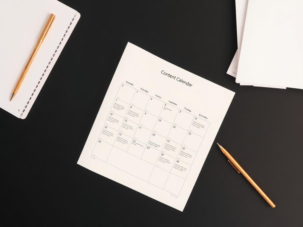 Printed monthly content calendar for a LinkedIn content program